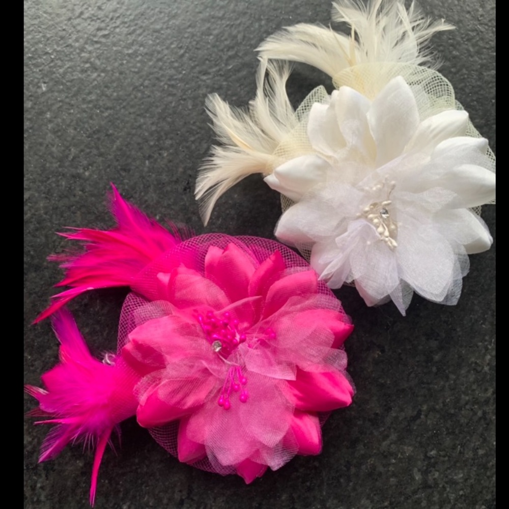 Diner en Blanc Fascinators with Hair Clip. Set of 2.